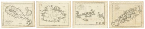 Antique Caribbean Maps of St. Kitts, Antigua, Virgin Islands & Tobago, 1818