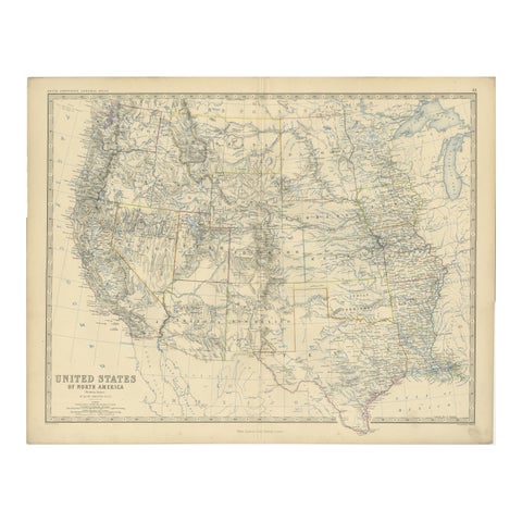 1874 Map of Western United States – Detailed Atlas by Keith Johnston