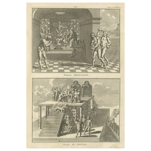 Mexican Penitence and Human Sacrifice – 1734 Engraving of Aztec Religious Rites