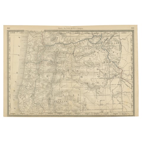 1888 Antique Map of Oregon – Railroads, Counties & Native Indian Reservations
