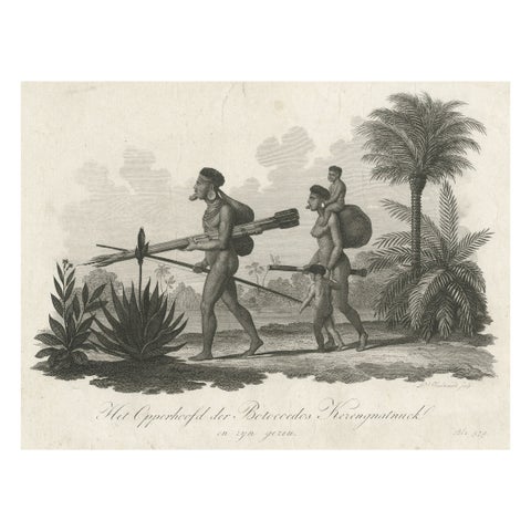 Old Print of The South American Botocudo Indian from Minas Gerais, Brasil, c1820