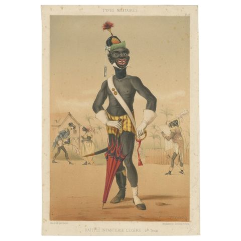 Haiti Light Infantry, Types Militaires – Antique Caricature Lithograph, ca.1862