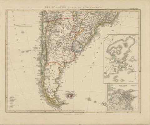 1857 Map of Southern South America – Argentina, Chile, Rio de Janeiro