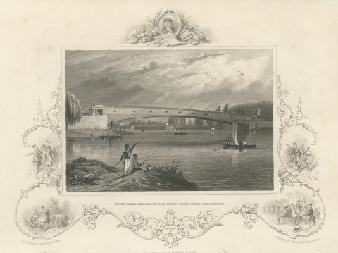 Upper Ferry Bridge, Fairmount, Philadelphia, William Penn Emblem, circa 1850