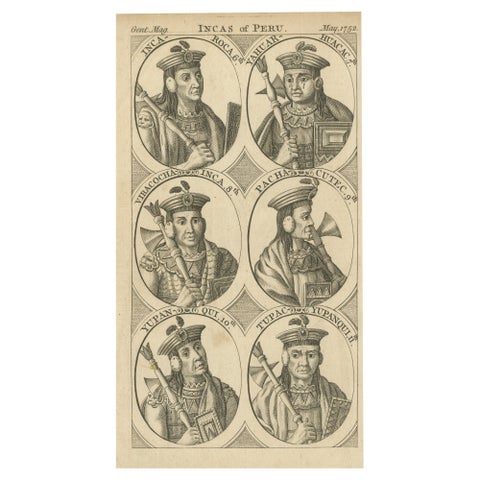 Historical Portraits of Six Incan Rulers, Peru, 1752: A Copperplate Collection