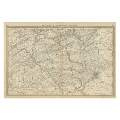 Pennsylvania 1888 Antique Map – The Keystone State, Southeastern Railroads