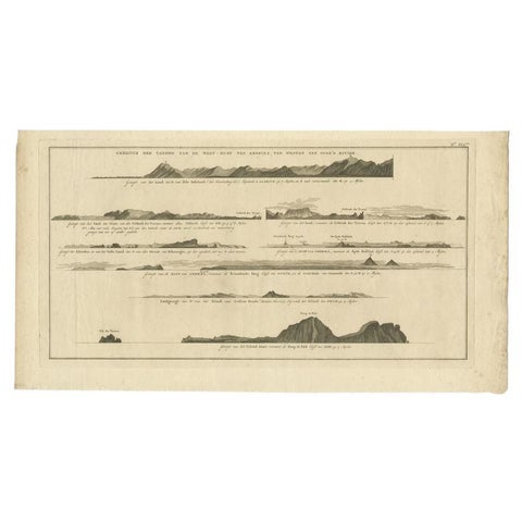 Antique Print with Coastal Views of Islands Near The American Coast by Cook