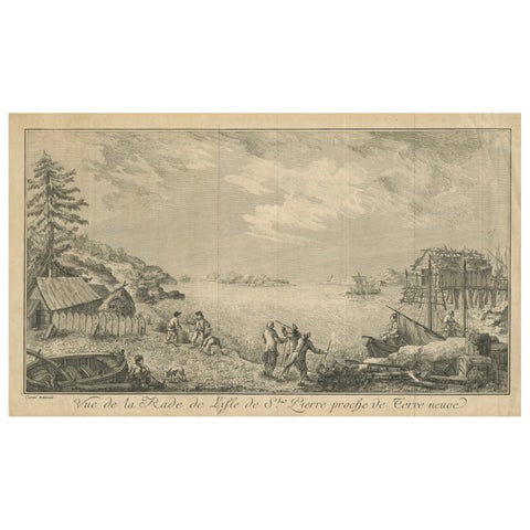 View of the Harbor of St Pierre, Newfoundland – Early French Coastal Engraving
