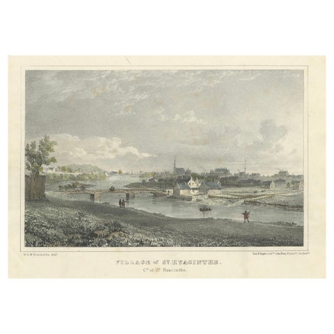 Picturesque View of the Village of St. Hyacinthe, Quebec: Lithograph c.1830