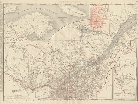 Antique Map of Quebec, with Gaspé Inset, Rand McNally, 1899