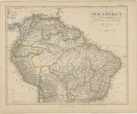 1857 Map of Northern South America – Brazil, Colombia, Peru by Stülpnagel