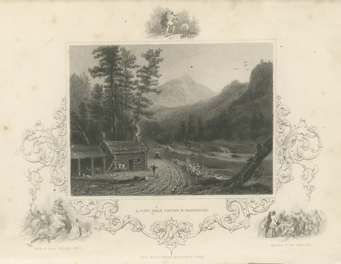 View Near Conway, New Hampshire, Death of Major Waldron Vignette, circa 1850