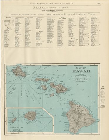 Antique Map of Hawaii, with Oahu and Honolulu, Rand McNally, 1899