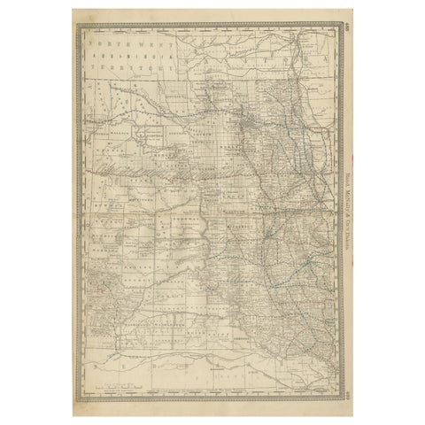 Dakota Territory Railroad Map 1888 – Rand McNally Antique Lithograph