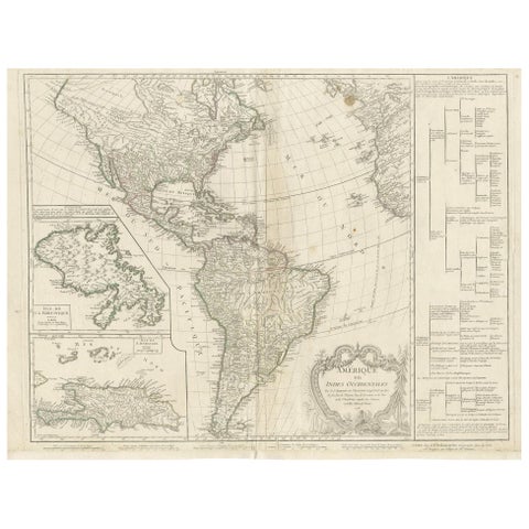 Antique Map of the Americas and West Indies by Robert de Vaugondy, 1778
