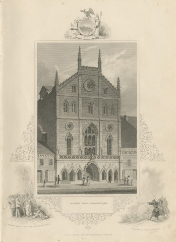 Masonic Hall, Broadway, New York, Drawn by A. J. Davis, circa 1850