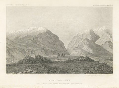 Antique Utah Landscape Print, Weber Canyon & Great Salt Lake Valley, 1861