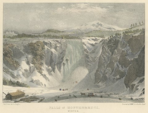 Montmorenci Falls, Canadian Winter Scene, Lithograph after Bouchette, circa 1832