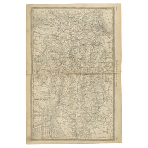 Detailed Antique Map of Illinois – Railroads, Cities & Counties, 1888