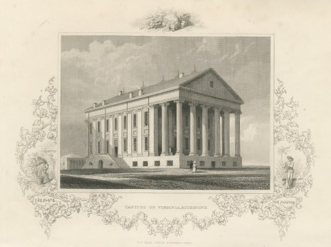 Capitol of Virginia, Richmond, Temple Front View, circa 1850