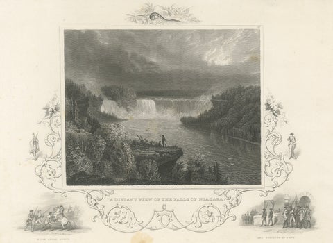 Niagara Falls Antique Engraving, Thomas Cole Landscape, 1831