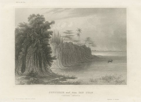 San Juan River, Central America – Antique Tropical Landscape Engraving, ca.1850