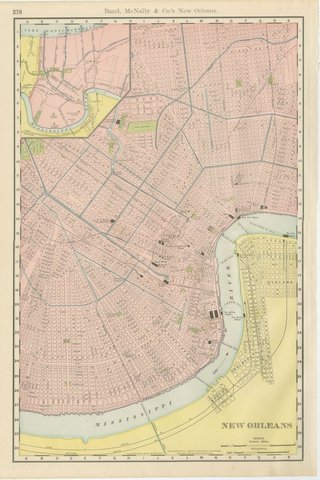 Antique Map of New Orleans, The Crescent City, Rand McNally, 1899