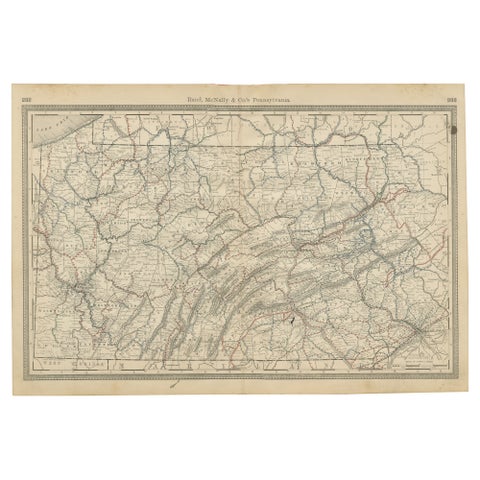 Antique Pennsylvania Map Wall Art – Railroads, Mountains & Cities, Rand McNally