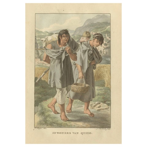 Residents of Quito, Ecuador – Antique Hand-Colored Ethnographic Print c.1805