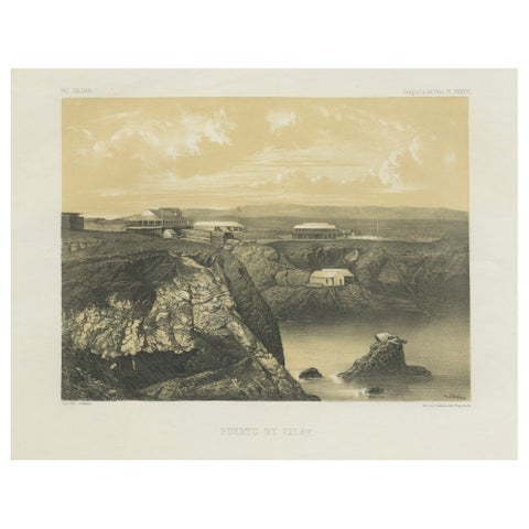 Puerto de Islay Peru – Antique Coastal Port Lithograph c.1865