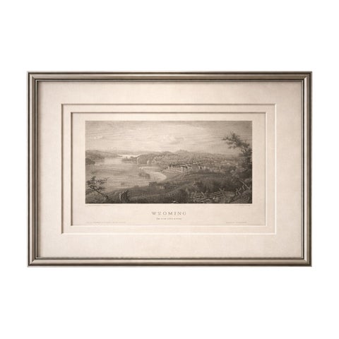 Weston Missouri River View Antique Print, Steamboat Landscape c.1850