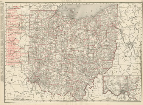 Antique Map of Ohio, The Buckeye State, Rand McNally, 1899