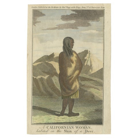 Californian Woman in Deerskin Dress, Indigenous Portrait – Engraving 1780