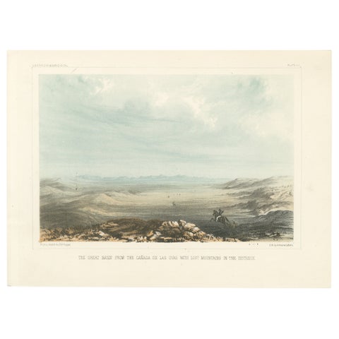 Tinted Lithograph of the Great Basin from Canada de las Uvas, 1856