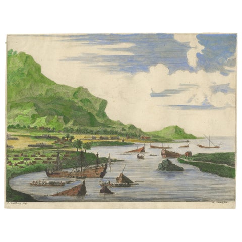 Cortés Scuttling Ships at Veracruz – Hand-Colored Engraving by Van Beecq, c.1690