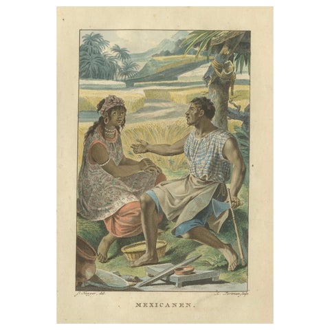 Mexican Indigenous People – Antique Hand-Colored Ethnographic Print c.1805