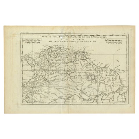 Old Map Guiana, Columbia Venezuela, Andalusia in South America  by Bonne, c.1780