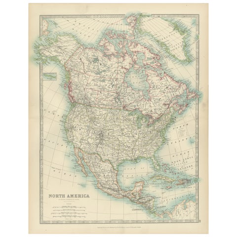 Explore North America in 1903 - Intricately Detailed Antique Map